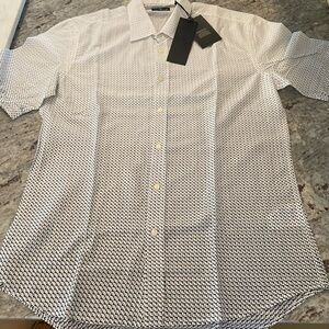 7 Diamonds White and Black Geometric Shirt (size medium)